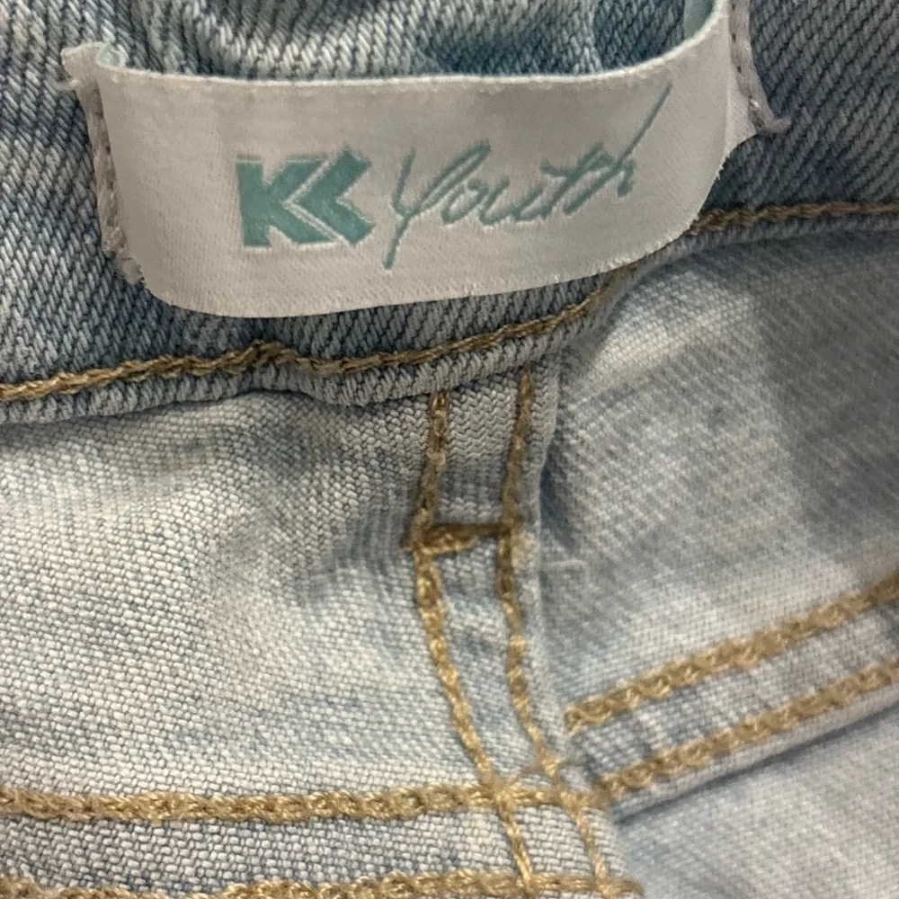KanCan Light Blue Distressed Hem Girls Grunge Wide-Leg Jeans Size 10